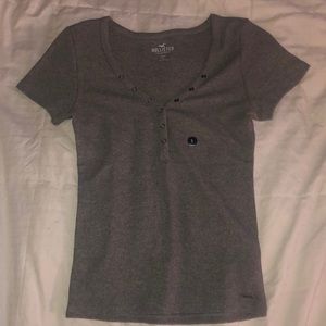 HOLLISTER grey half button up shirt NWT